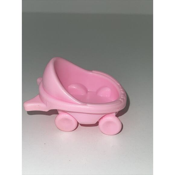 Fisher-Price Loving Family Dollhouse Replacement Pink Baby Doll Buggy Stroller - Picture 4 of 5
